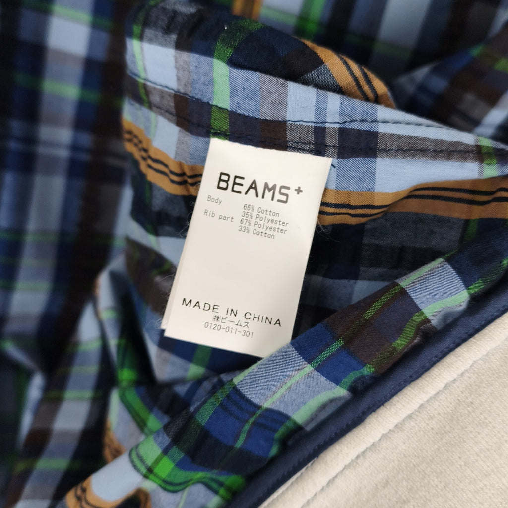 BEAMS PLUS Men's Multicoloured Checked Seersucker Bomber Jacket