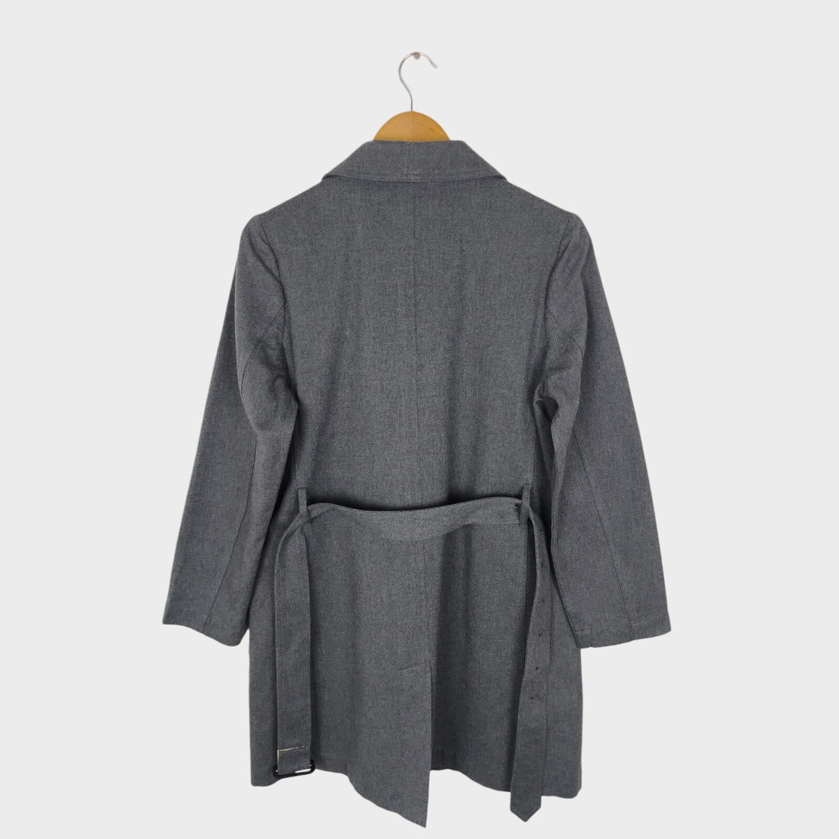 MHL MARGARET HOWELL Women's Grey Cotton Wool Blend Belted Coat