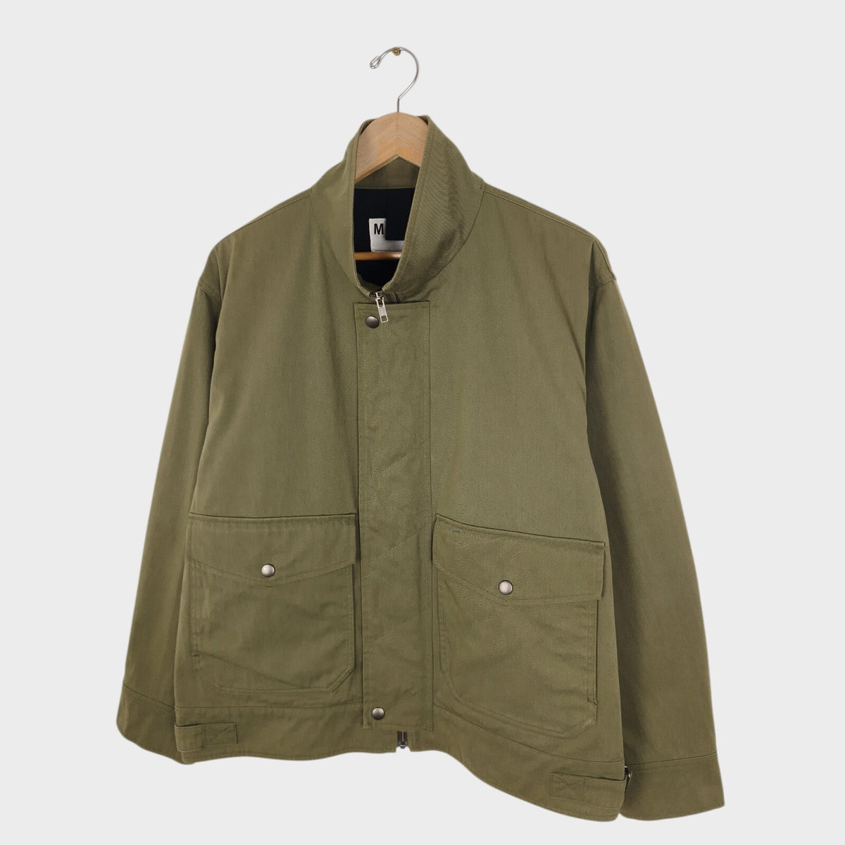 MHL MARGARET HOWELL Men's Green Cotton Blend Twill Blouson Jacket