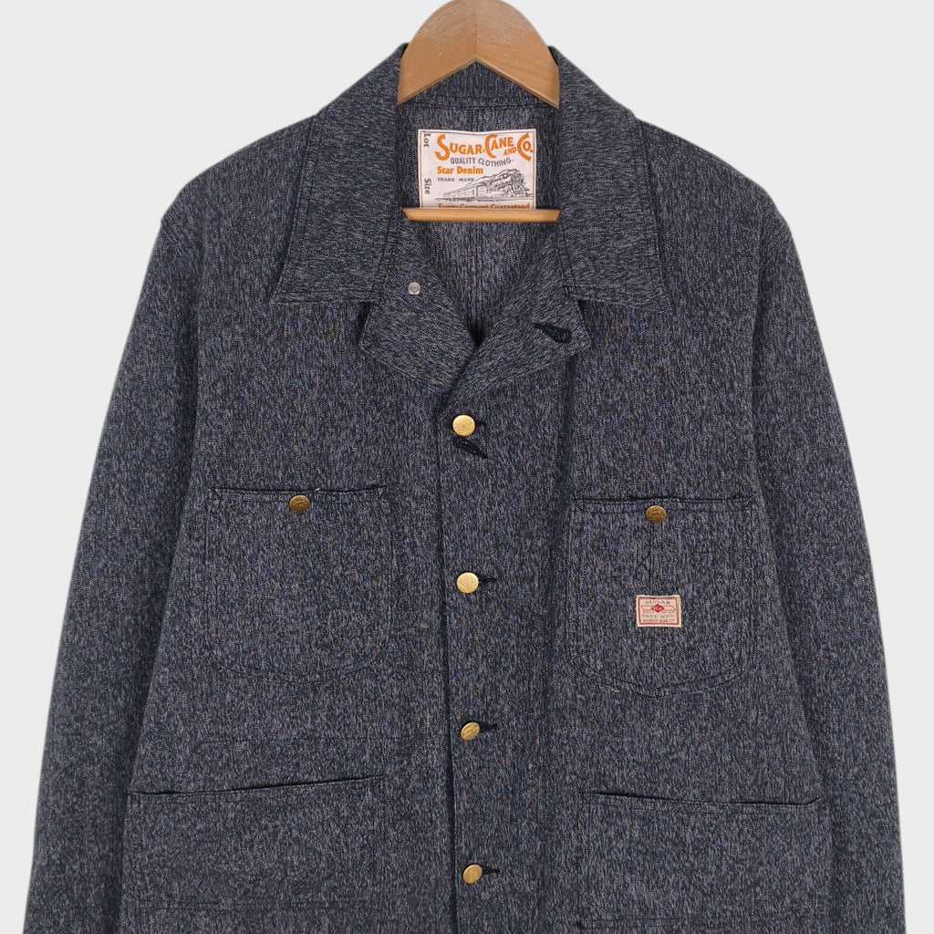 SUGAR CANE Men's Made in Japan Grey Melange Cotton Chore Jacket