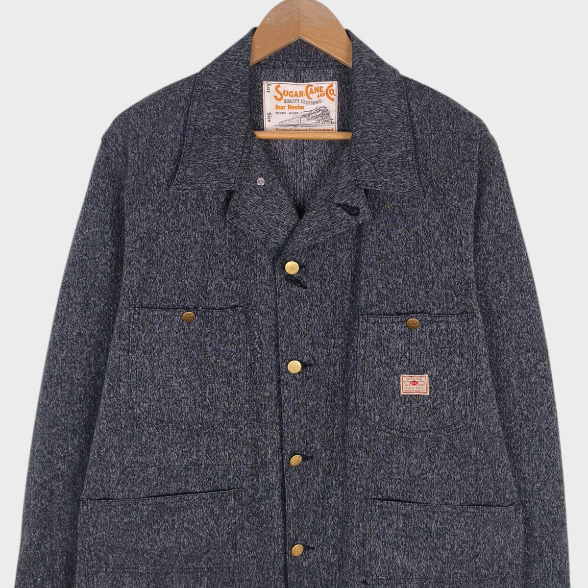 SUGAR CANE Men's Made in Japan Grey Melange Cotton Chore Jacket