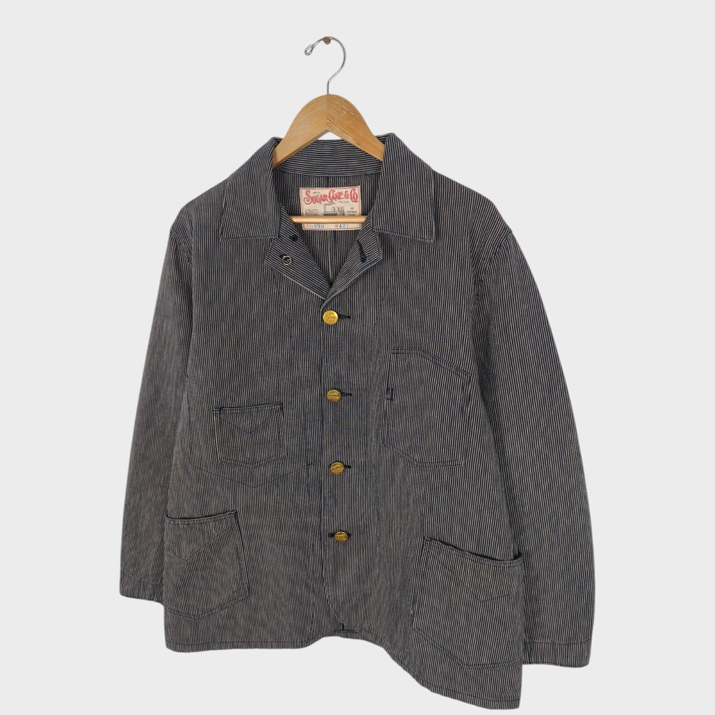 SUGAR CANE Men's Made in Japan Striped Cotton Chore Jacket