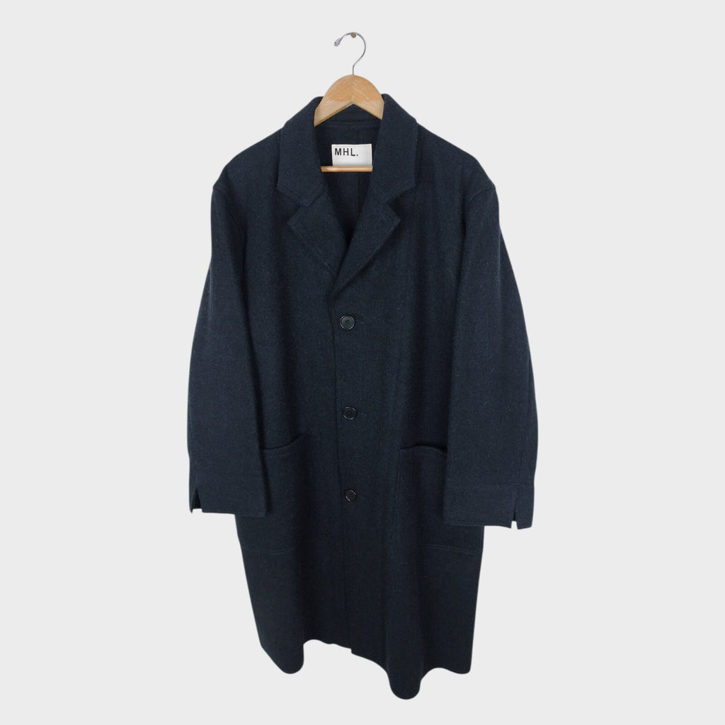 MHL MARGARET HOWELL Men's Dark Navy Heavyweight 100% Wool Coat