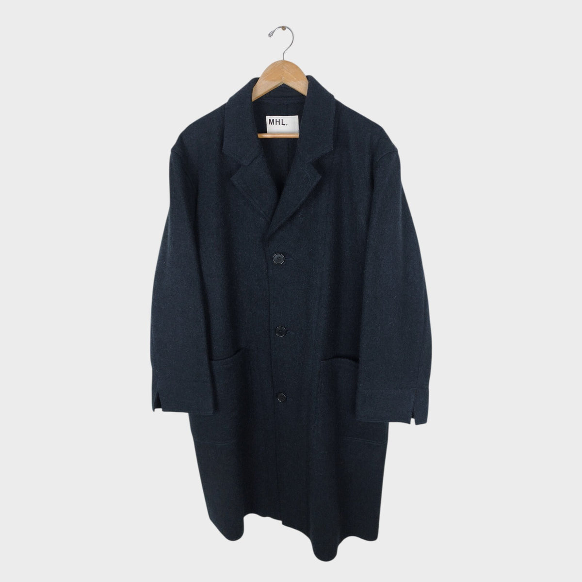 MHL MARGARET HOWELL Men's Dark Navy Heavyweight 100% Wool Coat