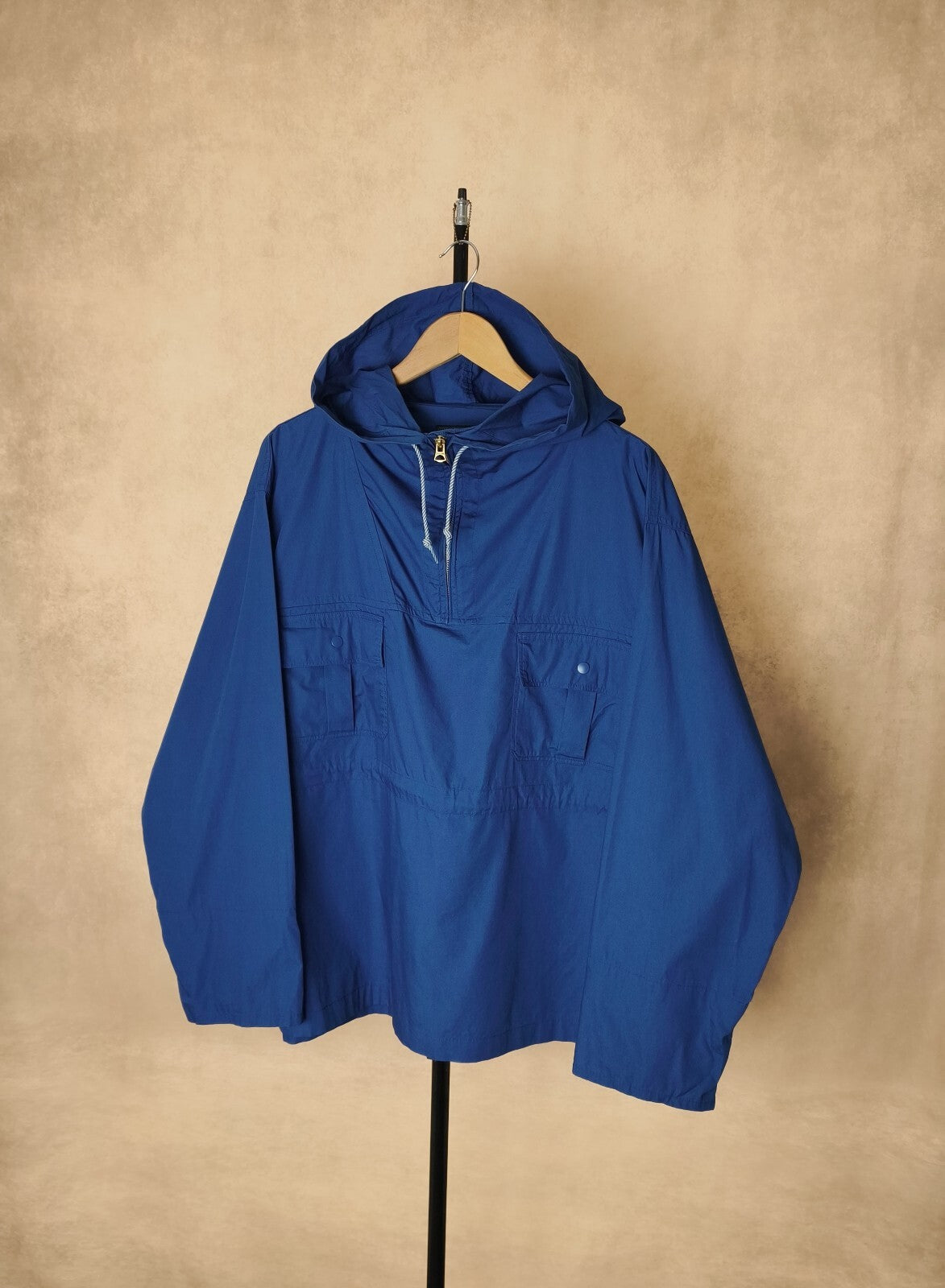 BEAMS PLUS Men's Blue Oversized Smock Anorak Parka Jacket