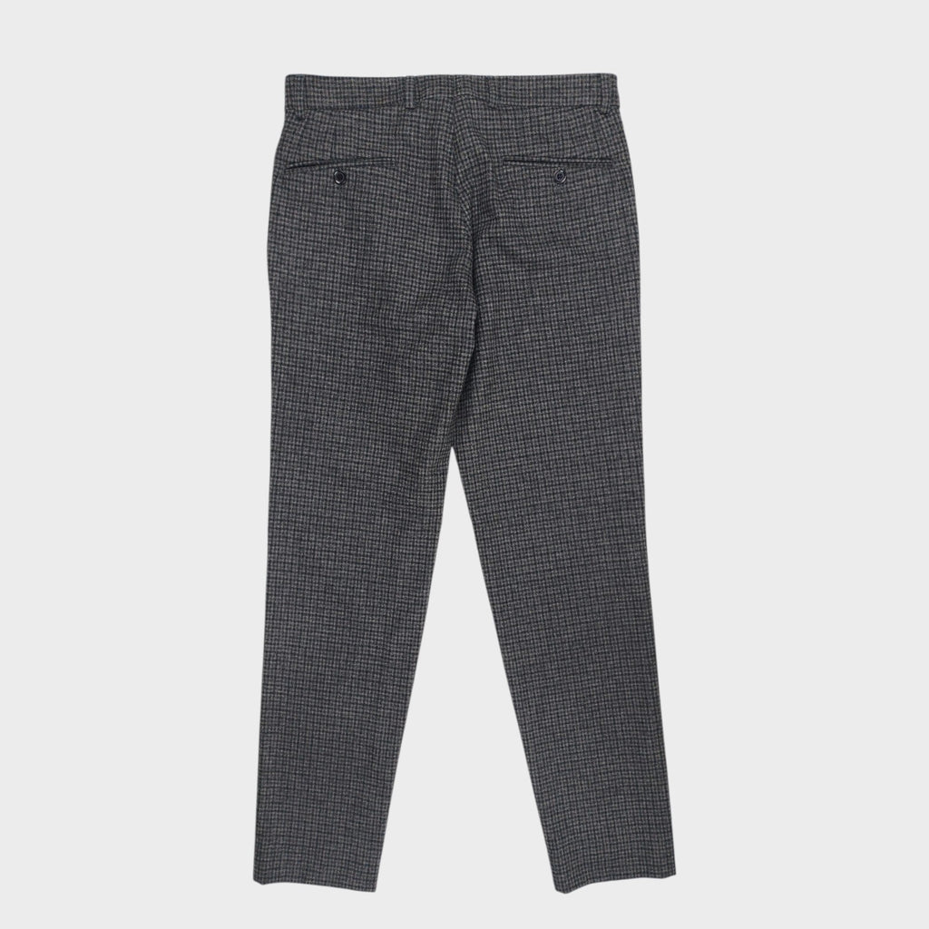 BURROWS & HARE Men's Made in England Checked Wool Pleated Trousers