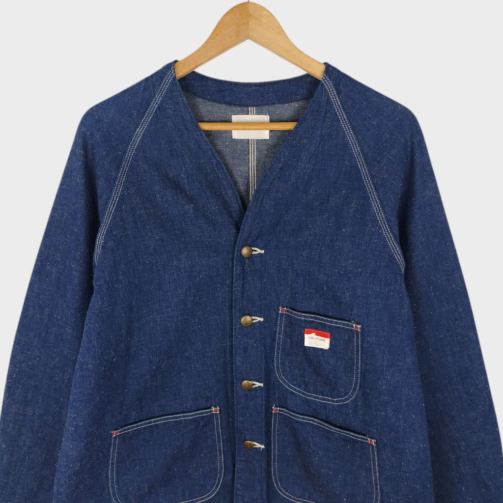 CAL O LINE Men's Made in Japan Blue Nep Denim V-Neck Chore Jacket