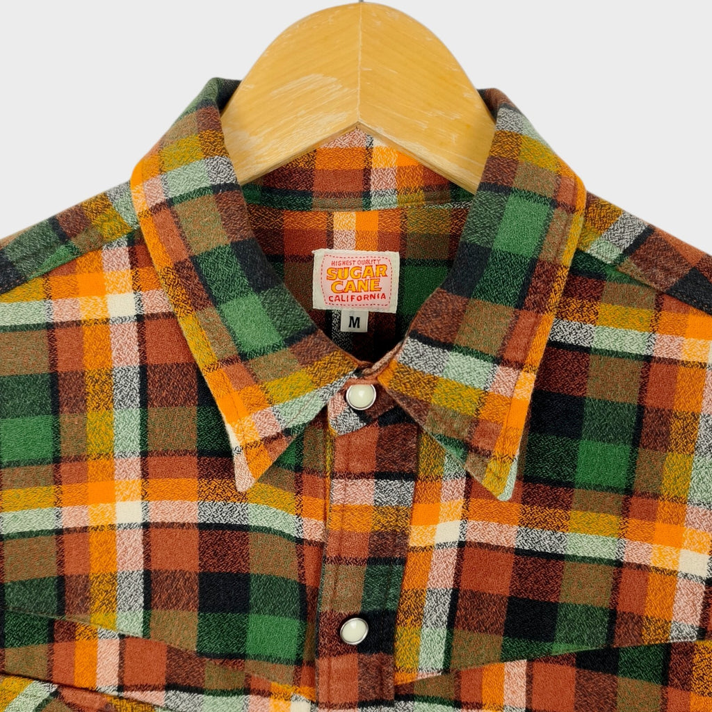 SUGAR CANE Men's Made in Japan Checked Western Flannel Shirt