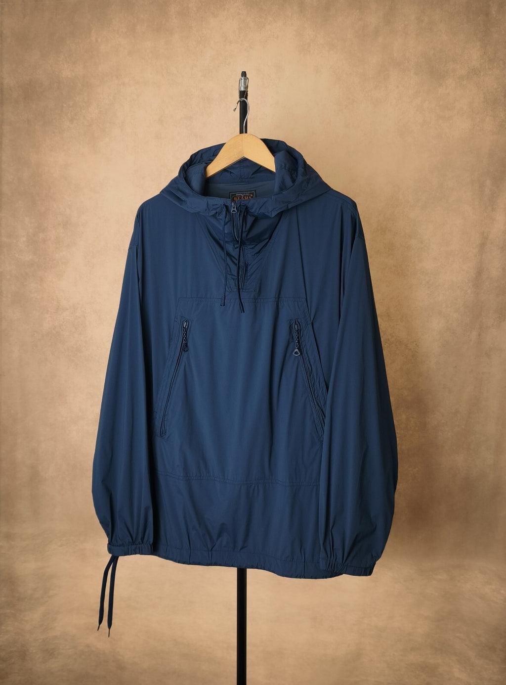 BEAMS PLUS Men's Navy Blue Oversized Fit Smock Anorak Parka Jacket