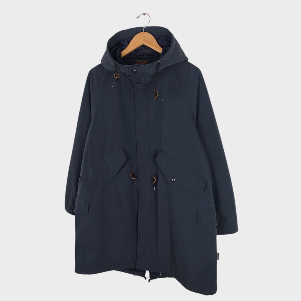 BEAMS PLUS Men's Dark Blue Gore Windstopper Waterproof Mod Parka Jacket