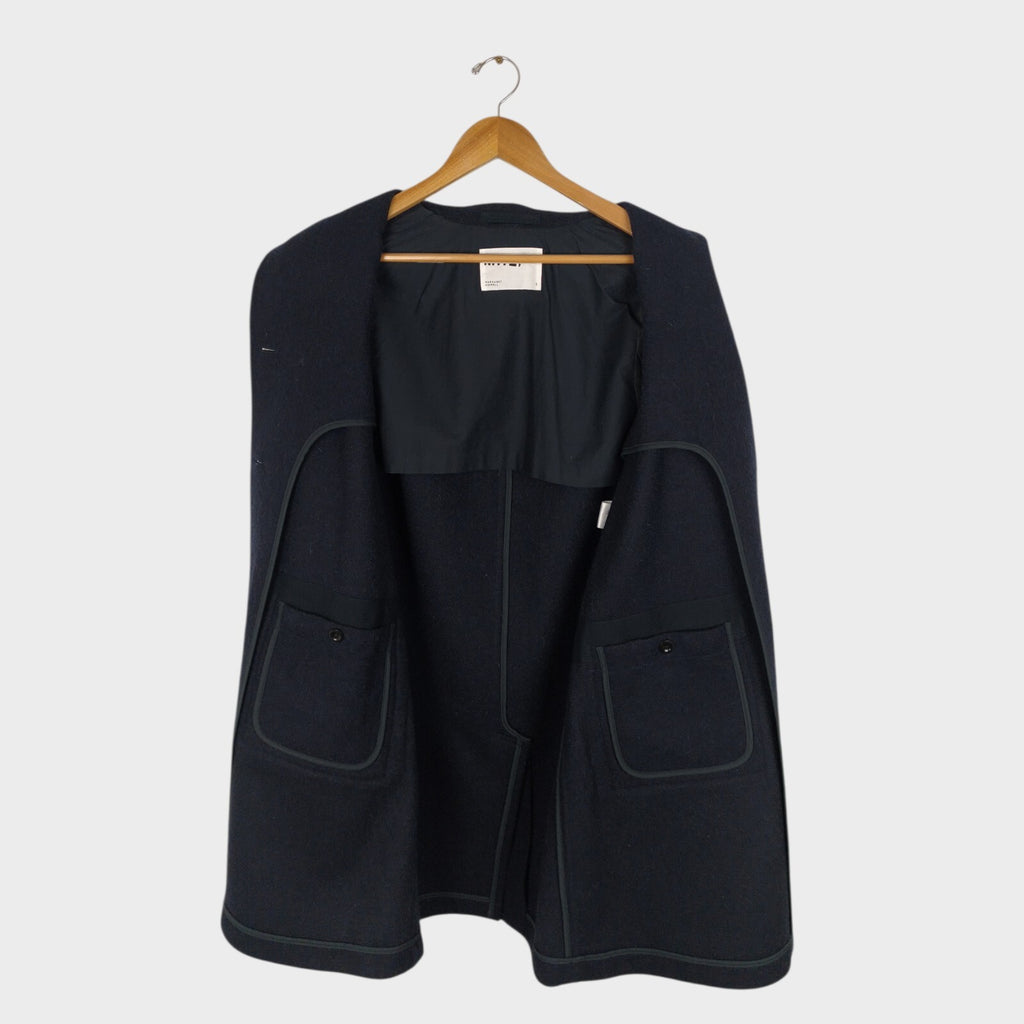 MHL MARGARET HOWELL Women's Navy Blue 100% Wool Coat