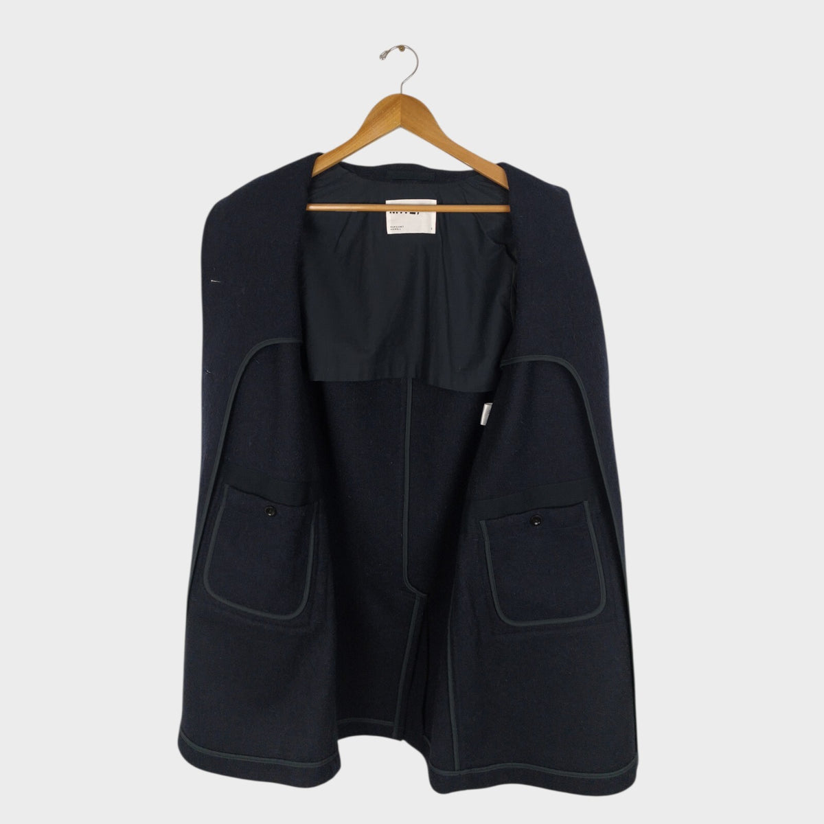 MHL MARGARET HOWELL Women's Navy Blue 100% Wool Coat