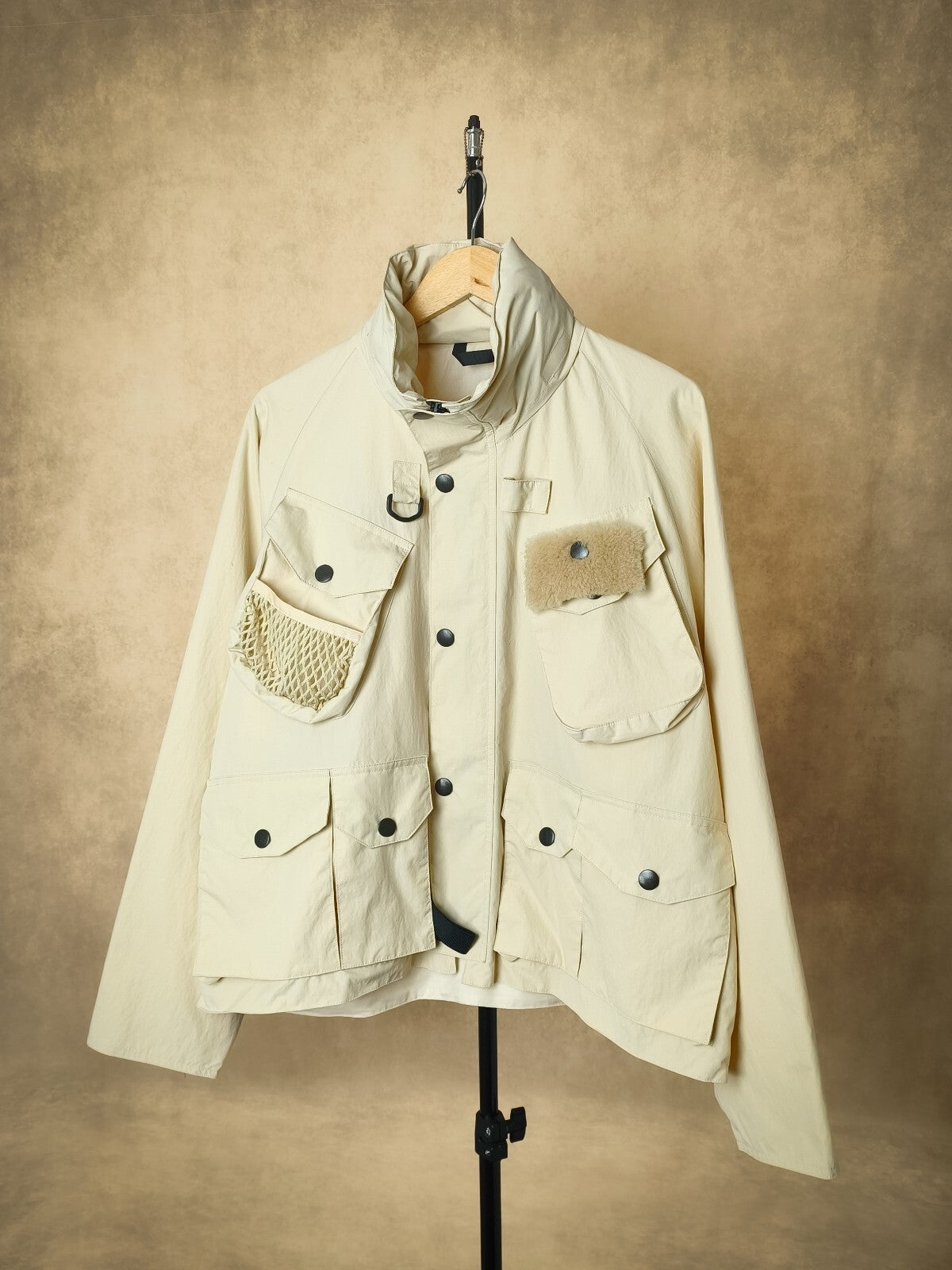 UNUSED Japan Men's Made in Japan Ecru Nylon Fishing Jacket