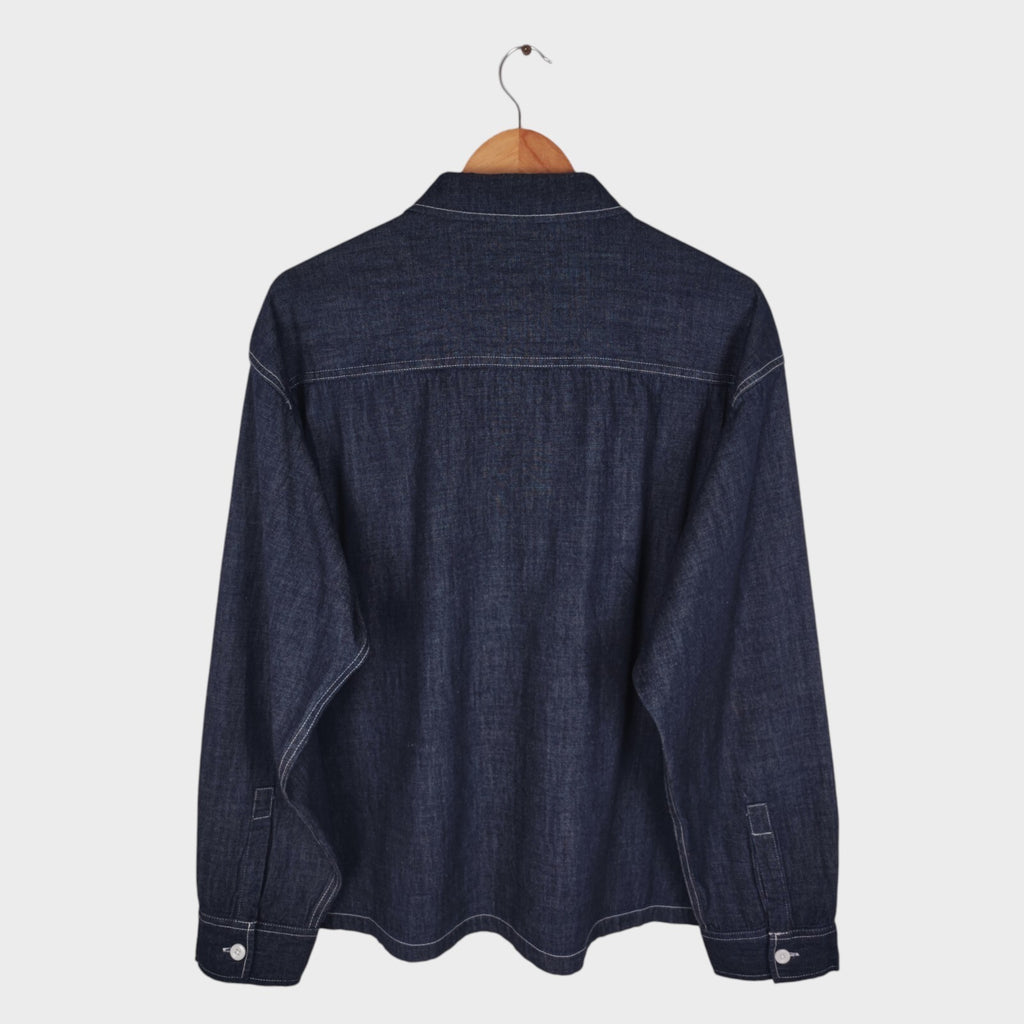 EDWIN Japan Men's Relaxed Fit Blue Denim Utility Overshirt