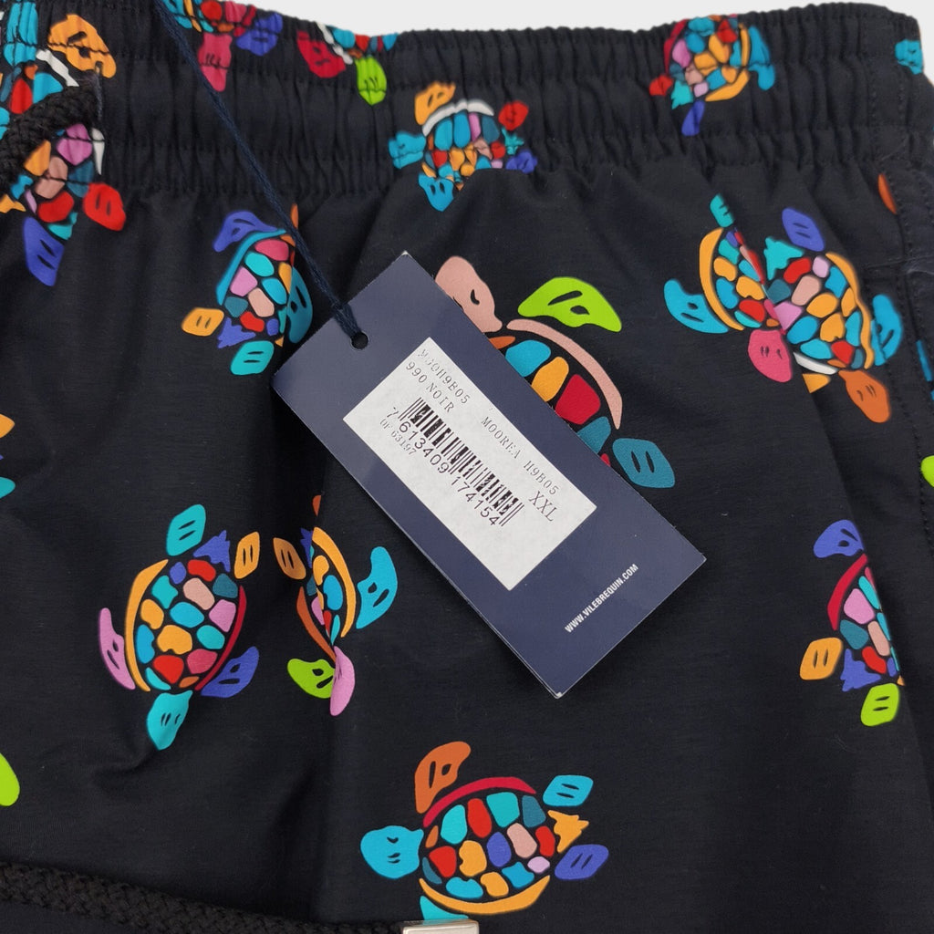 VILEBREQUIN Men's Black Turtle Print Moorea Swim Shorts