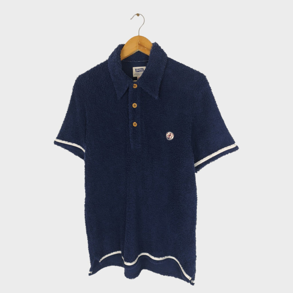 PHERROW'S Men's Navy Blue Made in Japan Towelling Polo Shirt