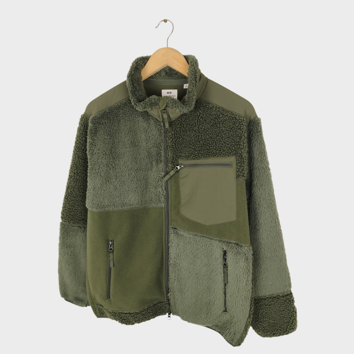 ENGINEERED GARMENTS x UNIQLO Men's Green Patchwork Fleece Zip Jacket