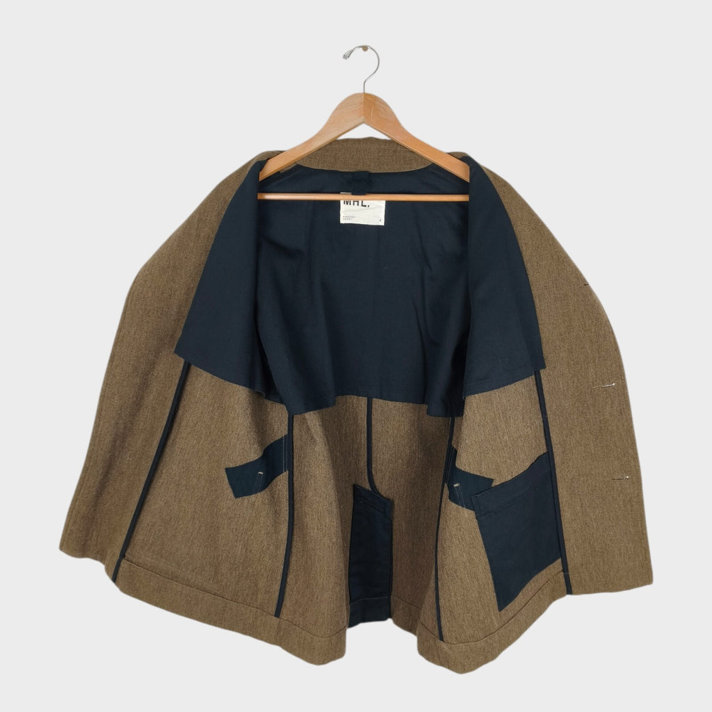 MHL MARGARET HOWELL Women's Olive Green Wool Linen Blend Coat Jacket