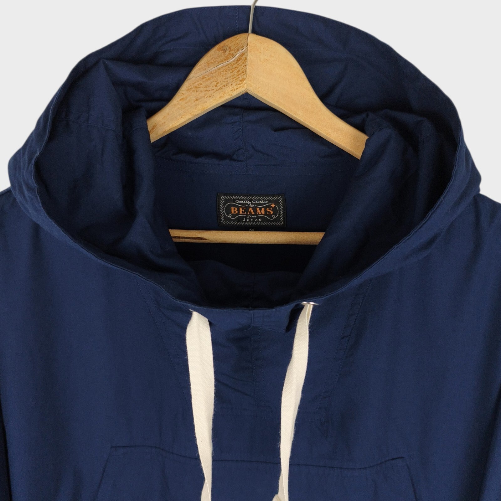 BEAMS PLUS Men's Navy Blue Oversized Fit Sports Smock Anorak Parka Jacket