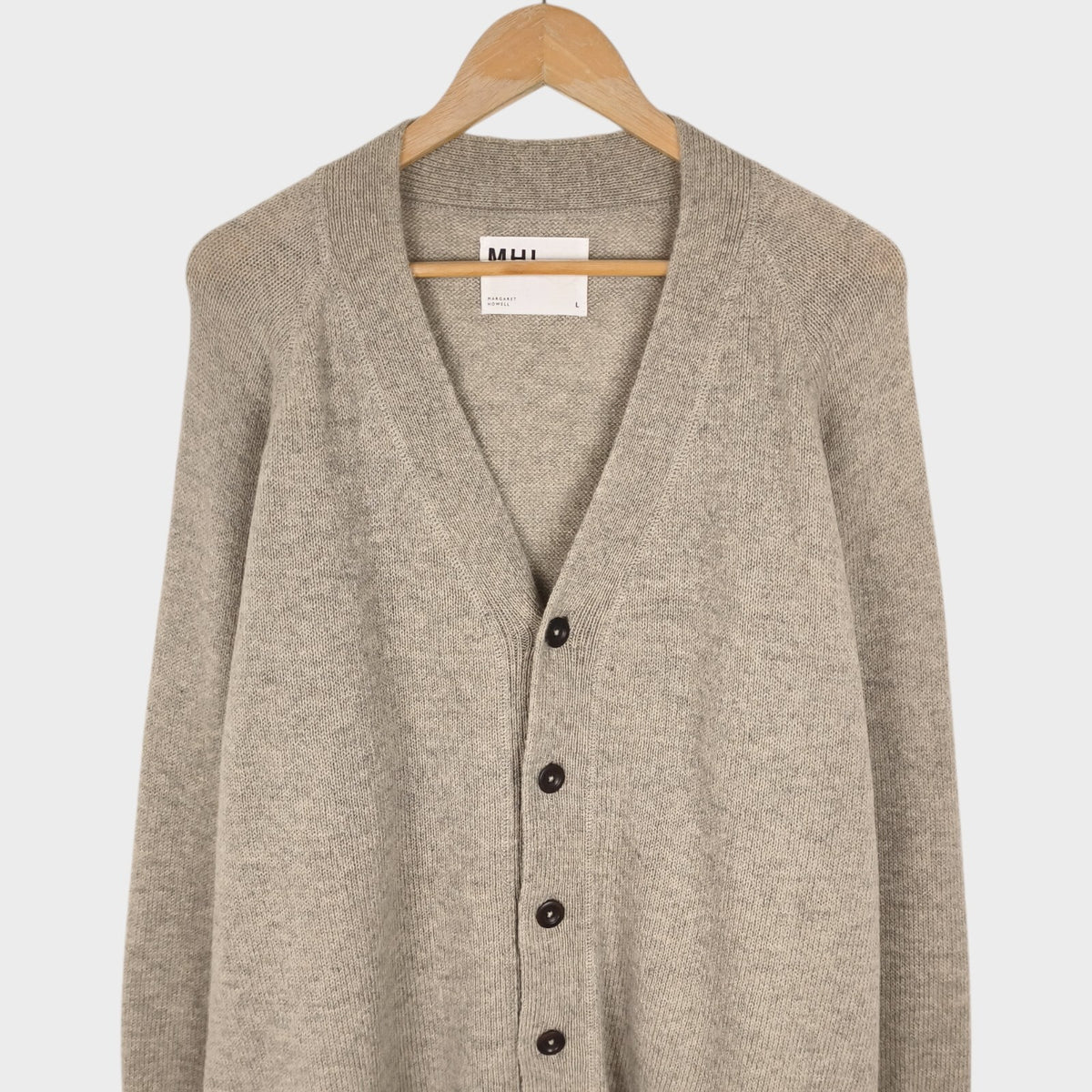 MHL MARGARET HOWELL Men's Oatmeal 100% Wool Knit Cardigan
