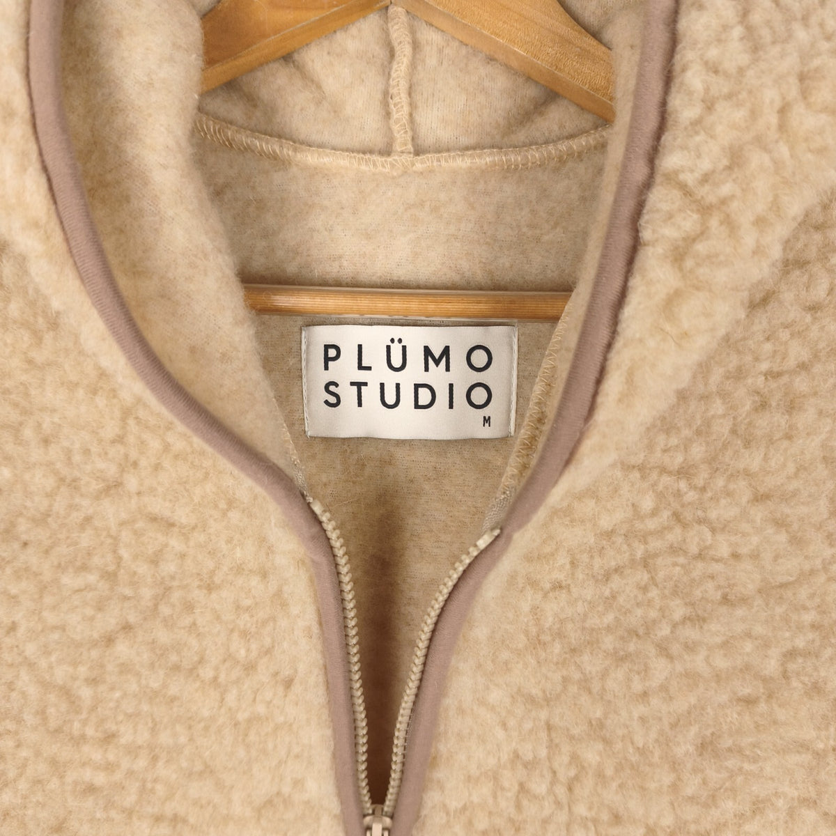 PLUMO STUDIO Women's 100% Wool Pile Fleece Hooded Zip Vest Gilet