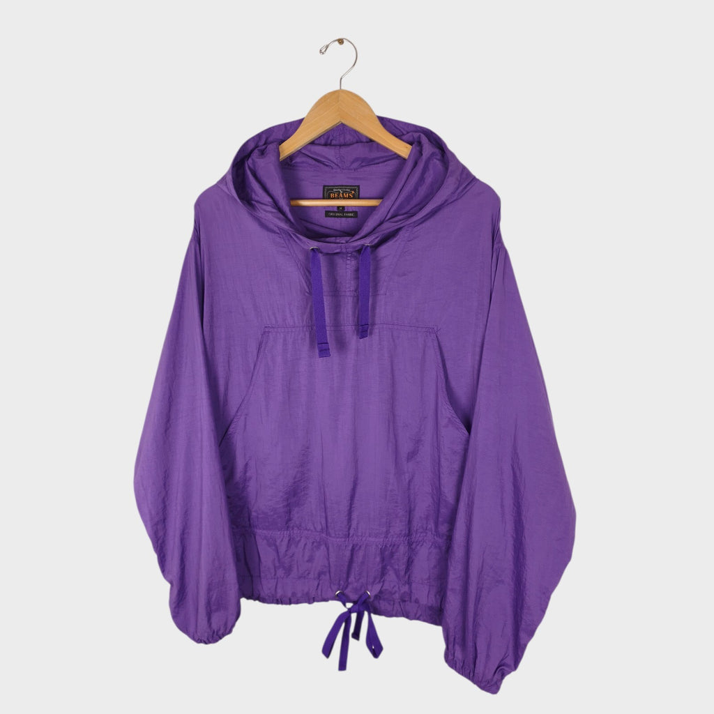 BEAMS PLUS Men's Purple Oversized Fit Nylon Sports Smock Anorak Parka Jacket