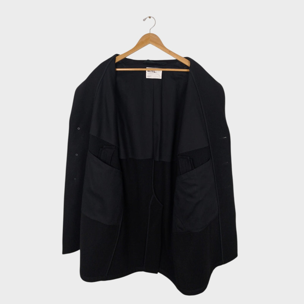 MHL MARGARET HOWELL Men's Black Heavyweight 100% Melton Wool Coat