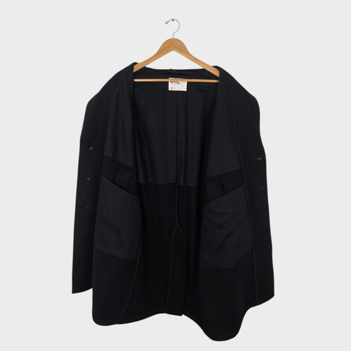MHL MARGARET HOWELL Men's Black Heavyweight 100% Melton Wool Coat