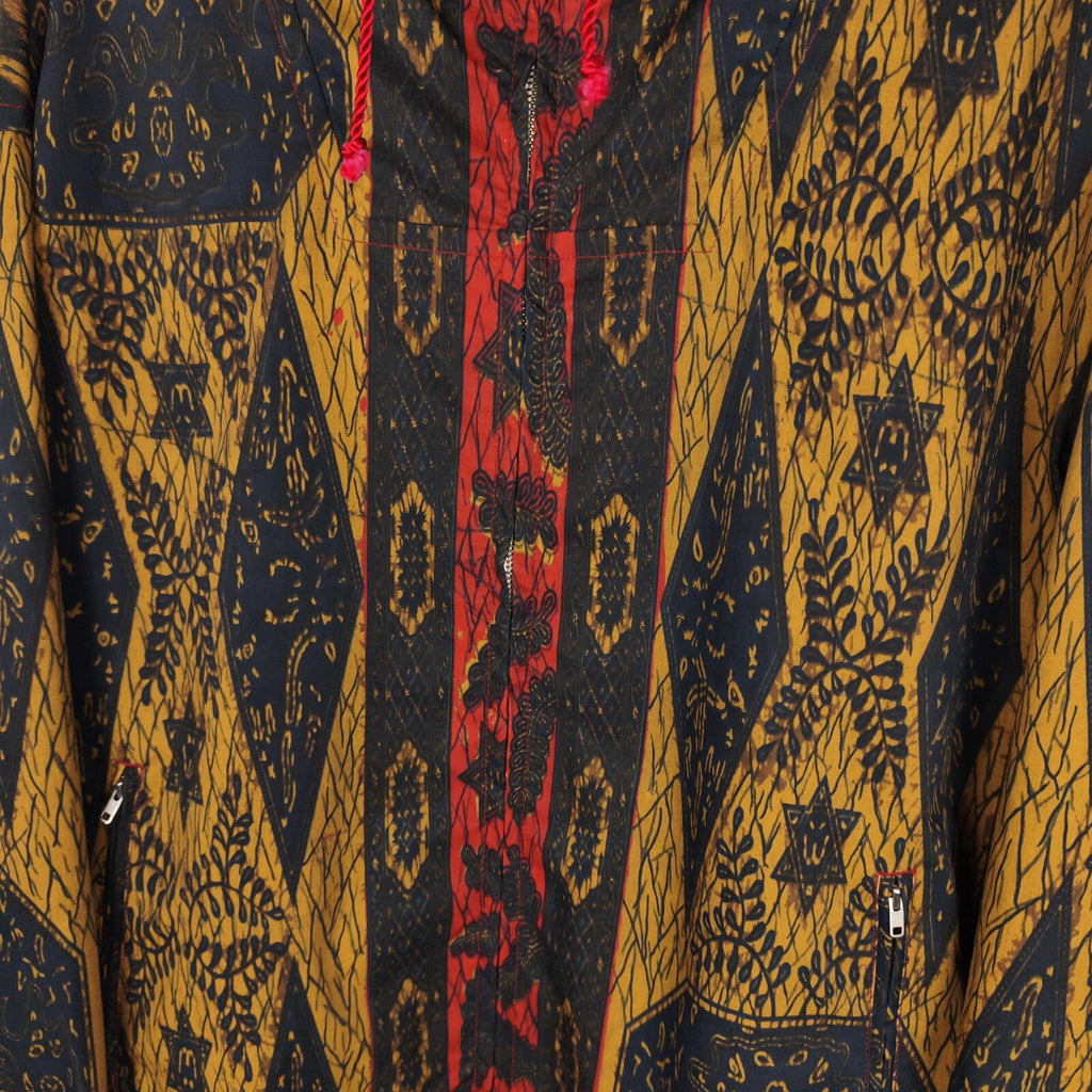 BEAMS PLUS Men's Batik Print Reversible Hooded Parka Jacket