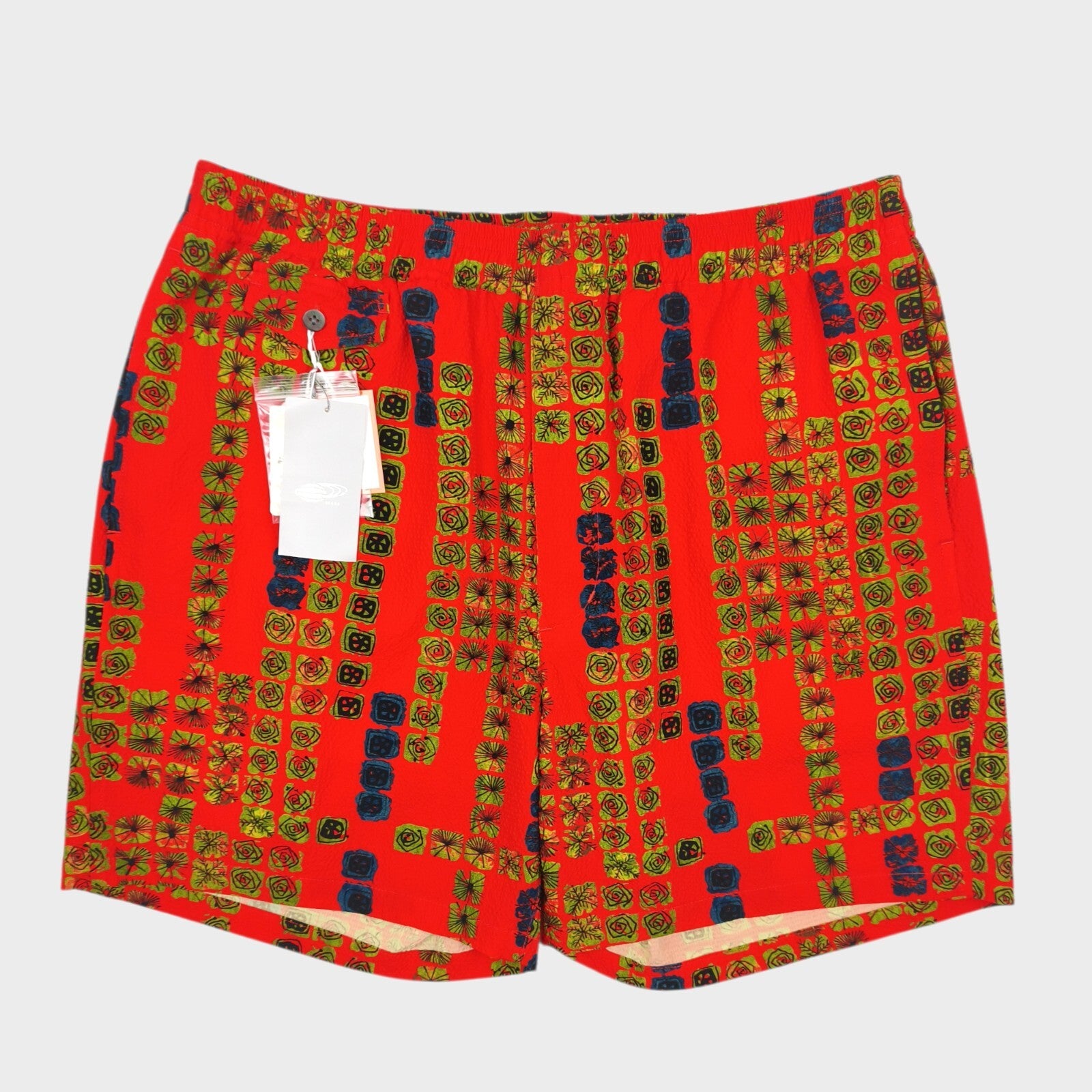 BEAMS PLUS Men's Red Komatsu Seersucker Floral Print Shorts