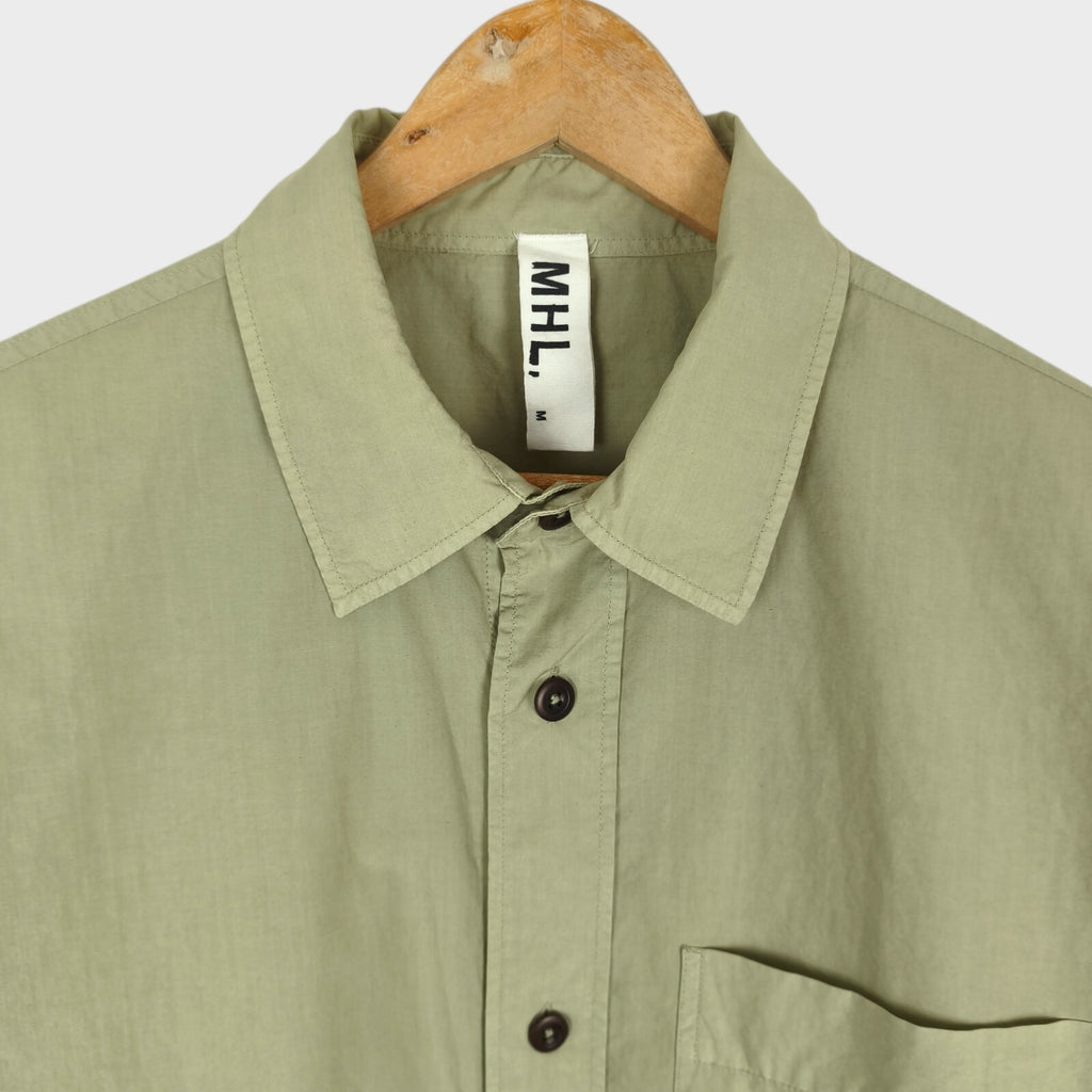 MHL MARGARET HOWELL Men's Pistachio Green Relaxed Fit Cotton Linen Shirt