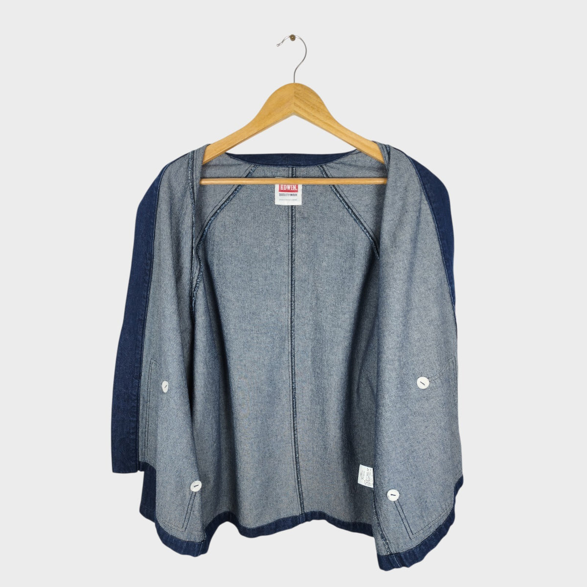 EDWIN Japan Men's Blue Denim V-Neck Cardigan Jacket