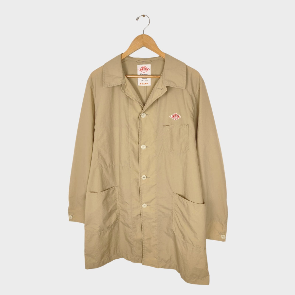 DANTON Men's Made in Japan Light Beige/Khaki Nylon Coat Jacket