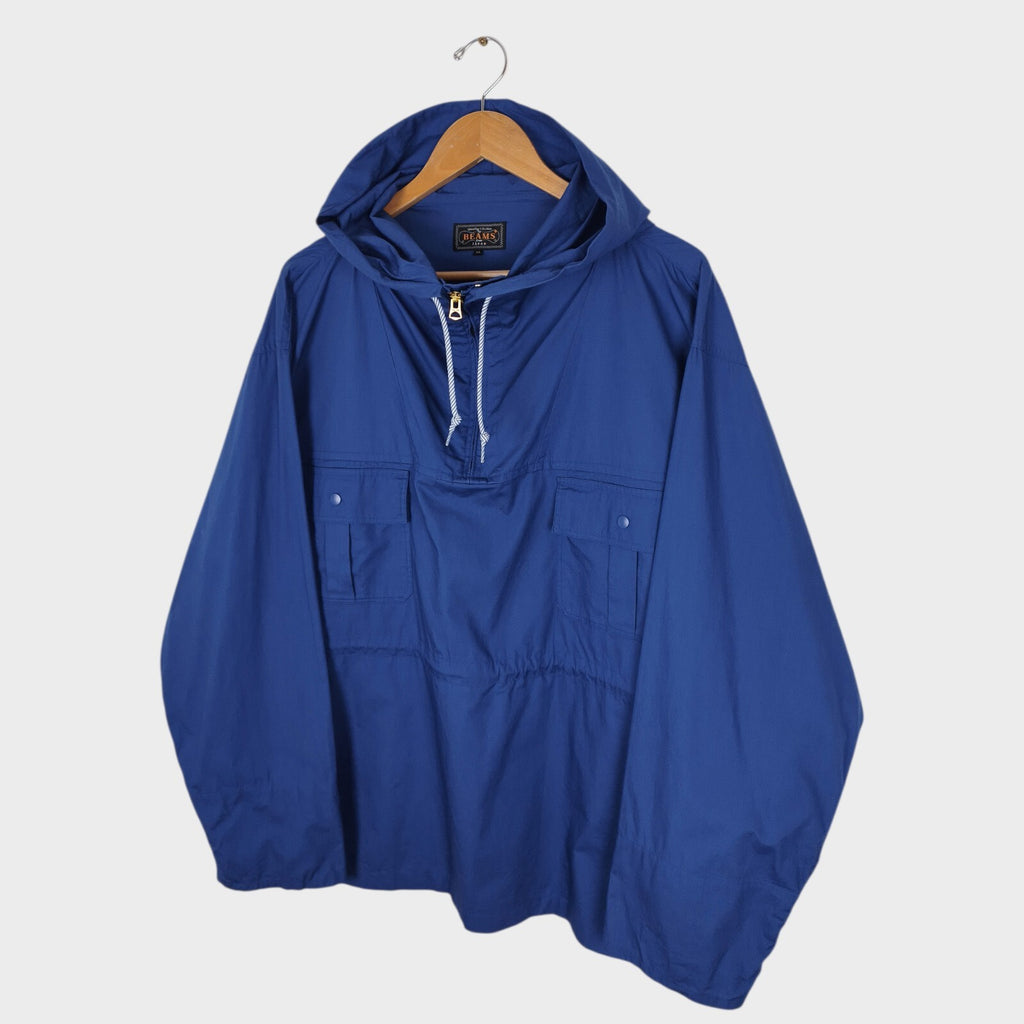 BEAMS PLUS Men's Blue Oversized Smock Anorak Parka Jacket