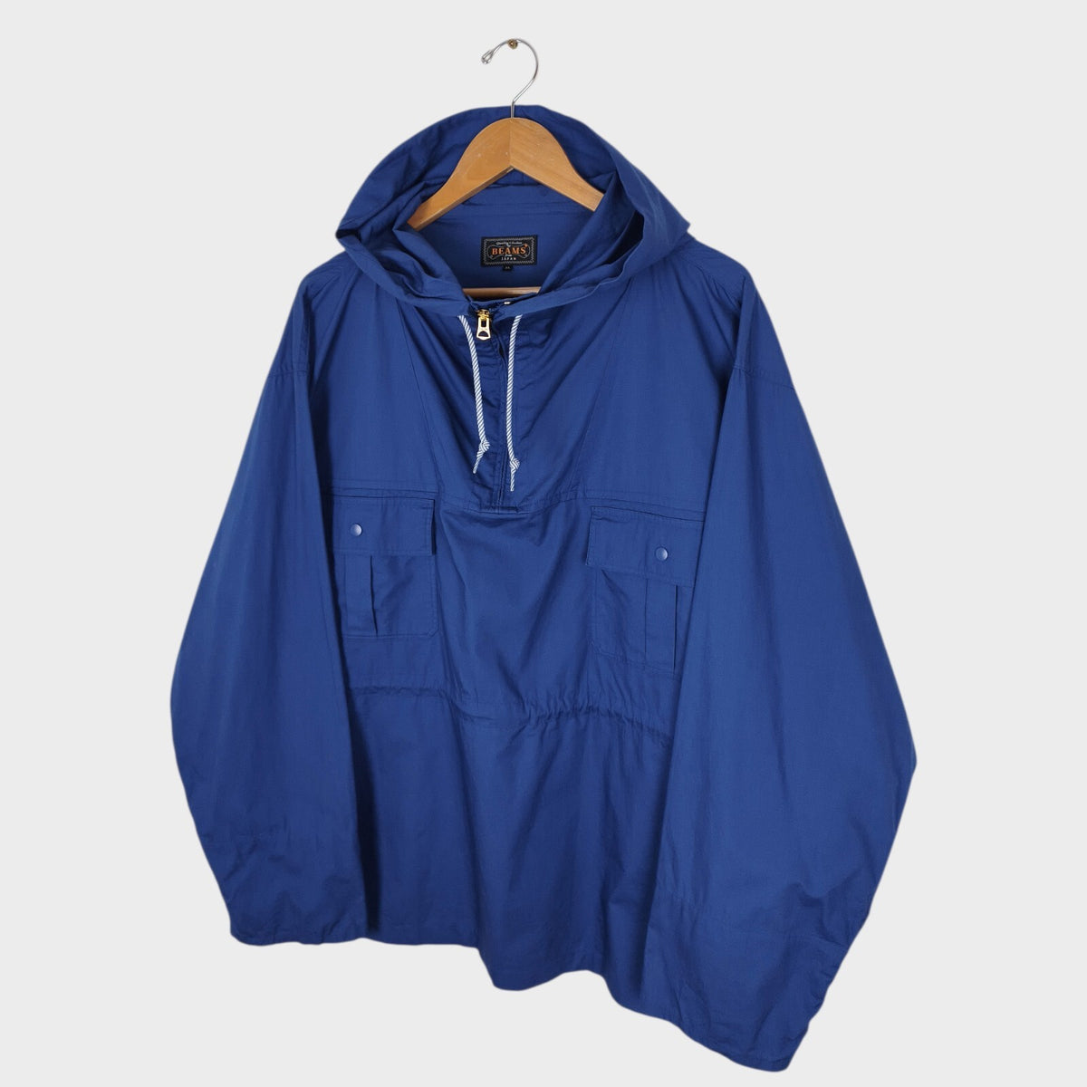 BEAMS PLUS Men's Blue Oversized Smock Anorak Parka Jacket