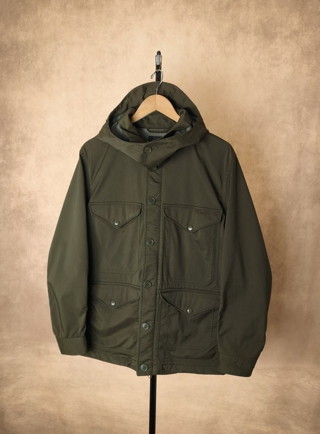 BEAMS PLUS Men's Khaki Green Gore Windstopper Mackinaw Cruiser Jacket