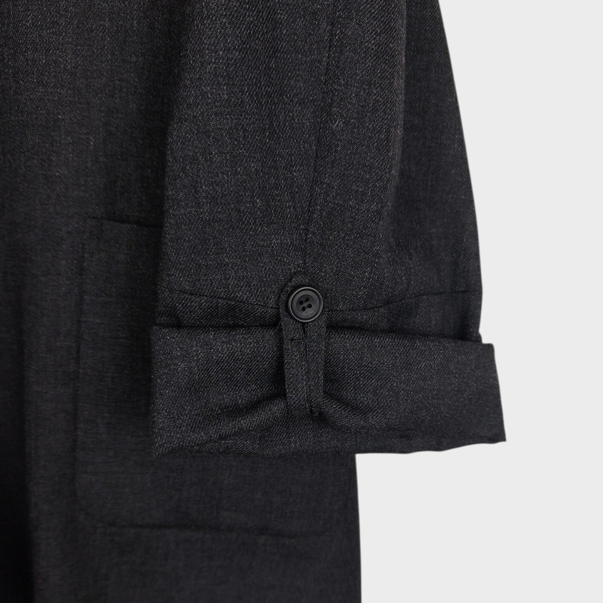 A VONTADE Men's Made in Japan Dark Grey Wool Robe Kimono Coat