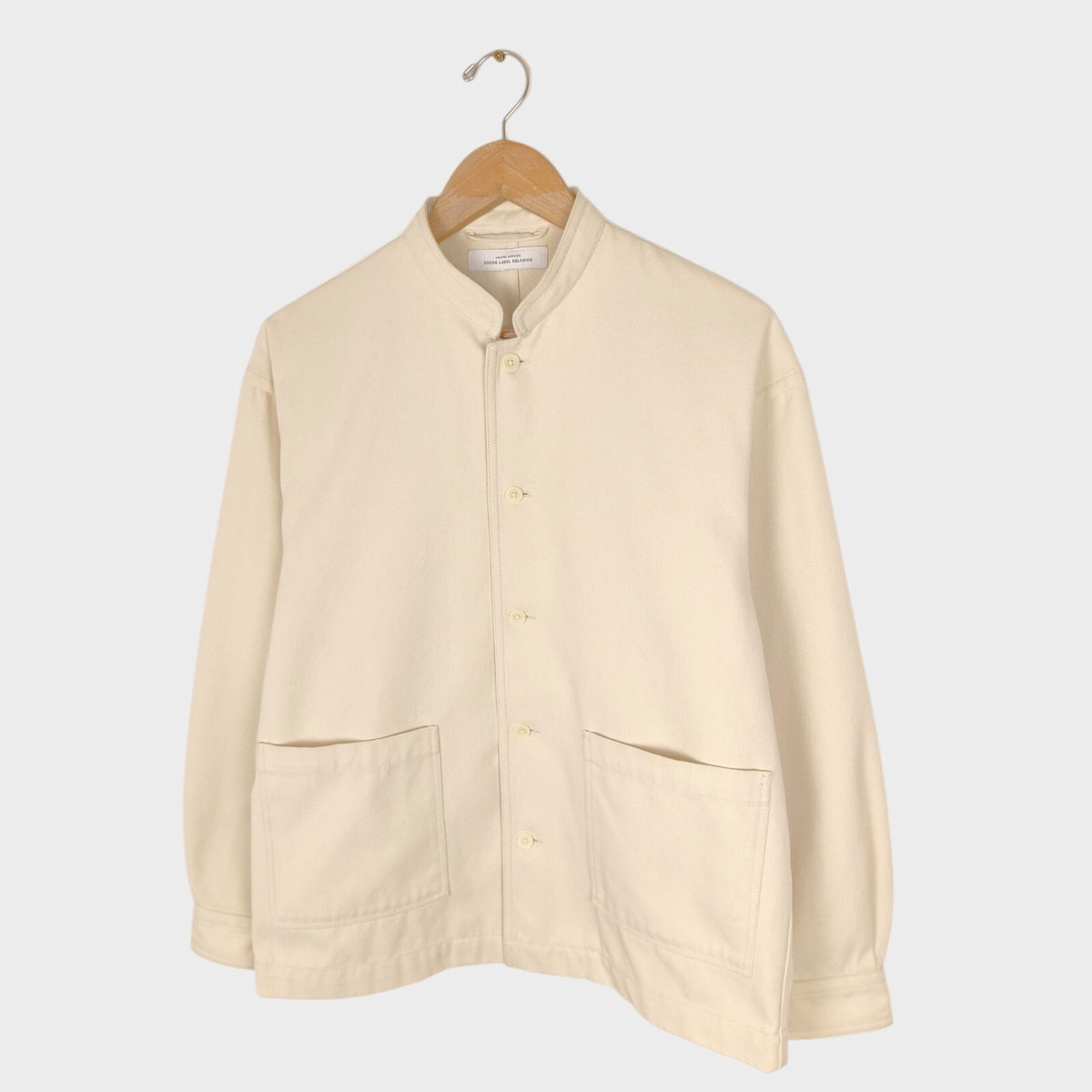 UNITED ARROWS Men's Ecru Mandarin Collar Chore Jacket