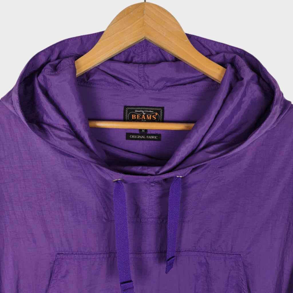 BEAMS PLUS Men's Purple Oversized Fit Nylon Sports Smock Anorak Parka Jacket