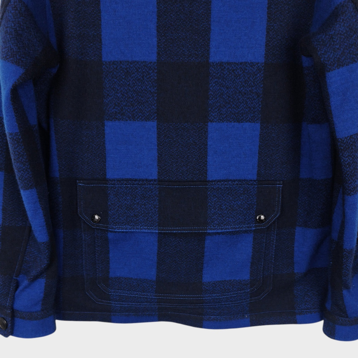 BEAMS PLUS Men's 100% Wool Blue Check Hooded Mackinaw Cruiser Jacket