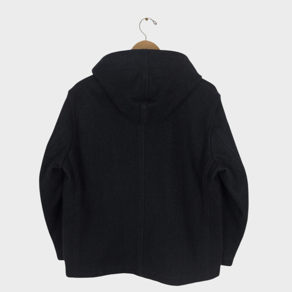 MHL MARGARET HOWELL Men's Black Heavyweight 100% Wool Hooded Coat