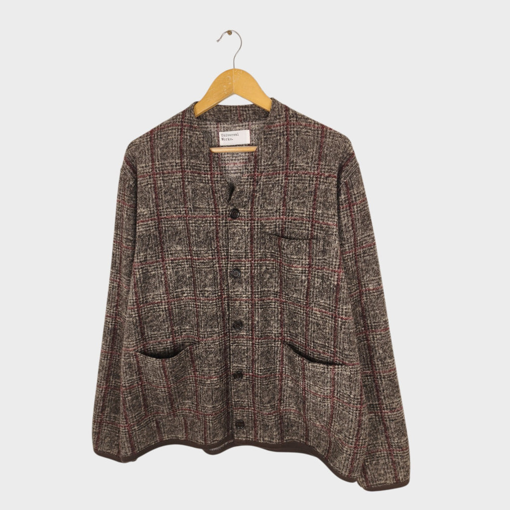 UNIVERSAL WORKS Men's Checked Wool Blend Cardigan