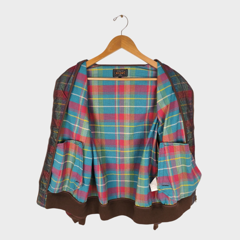 BEAMS PLUS Men's Multicoloured Checked Corduroy Bomber Jacket
