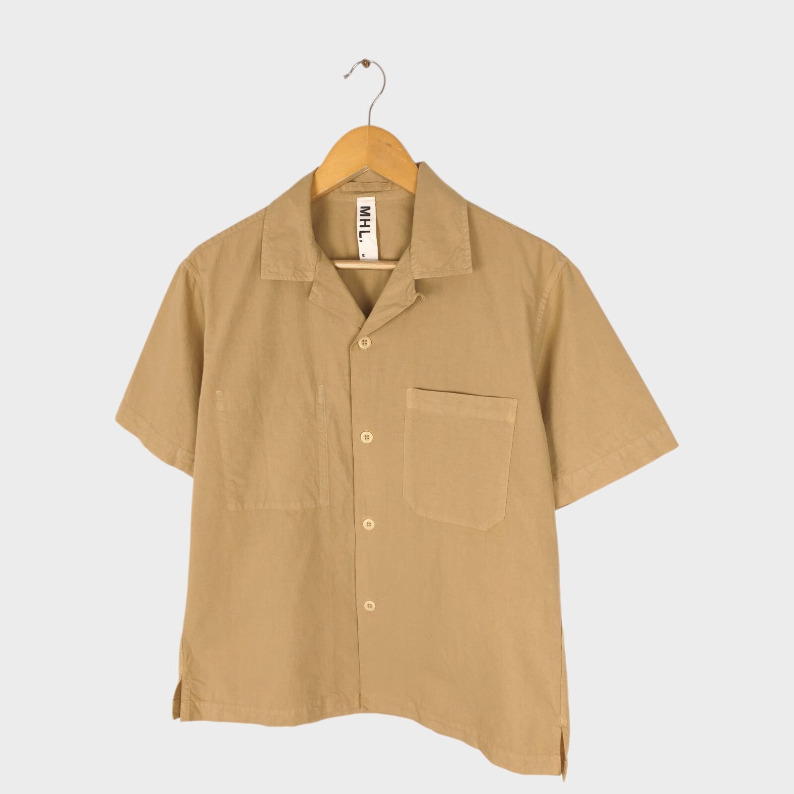 MHL MARGARET HOWELL Men's Beige Cotton Short Sleeved Shirt