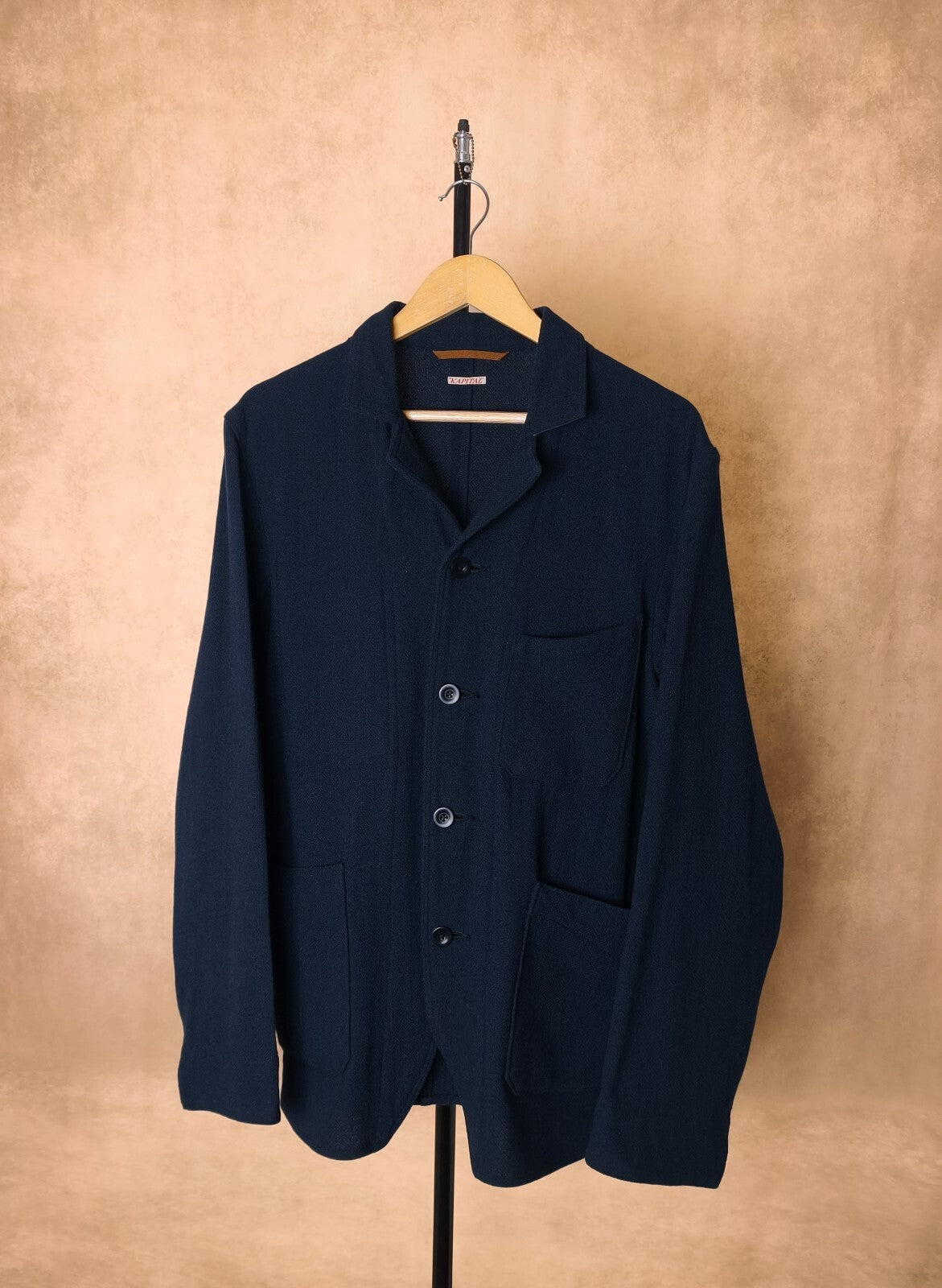 KAPITAL Men's Made in Japan Navy Blue Wool Blend Unlined Jacket