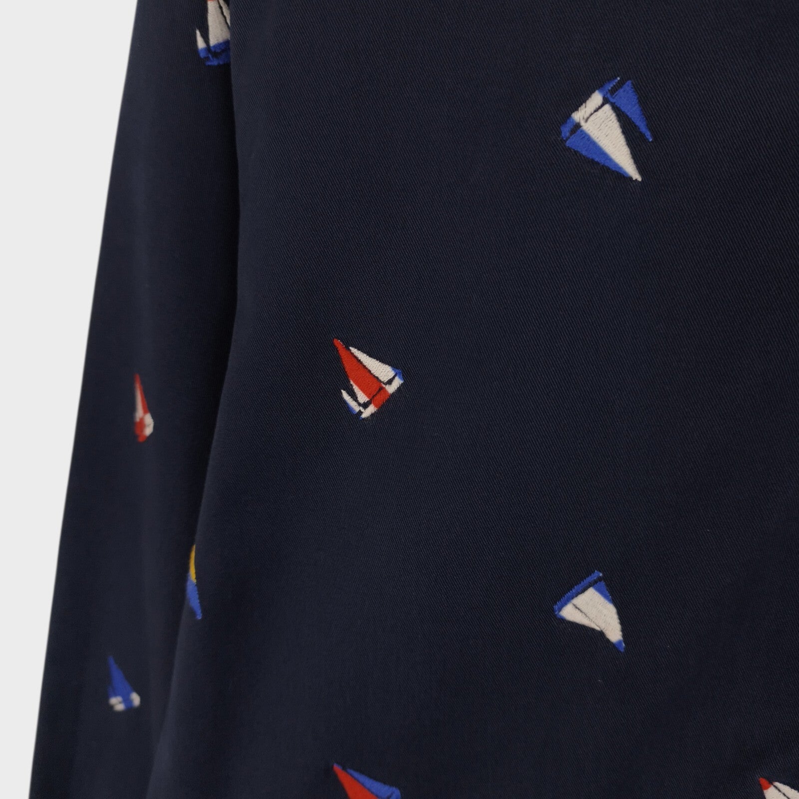 BEAMS PLUS Men's Navy Blue Embroidered Boat Cotton Twill Sailing Jacket