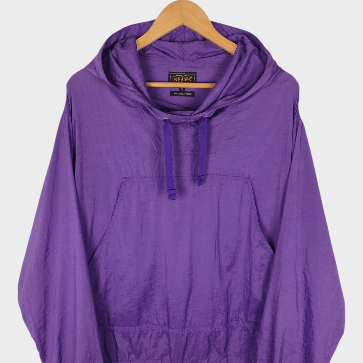 BEAMS PLUS Men's Purple Oversized Fit Nylon Sports Smock Anorak Parka Jacket