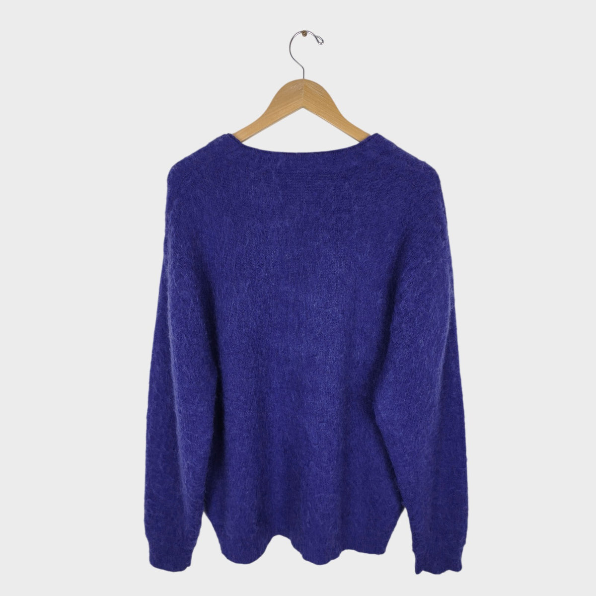 BEAMS Men's Purple Mohair Blend Shaggy Grunge Cardigan
