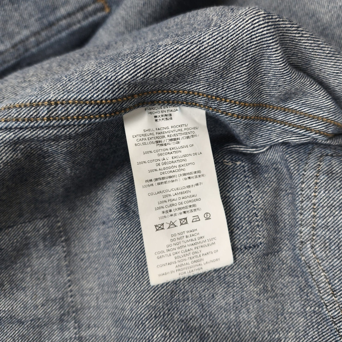 KENT & CURWEN Men's Blue Made in Italy Embroidered Patches Denim Jacket