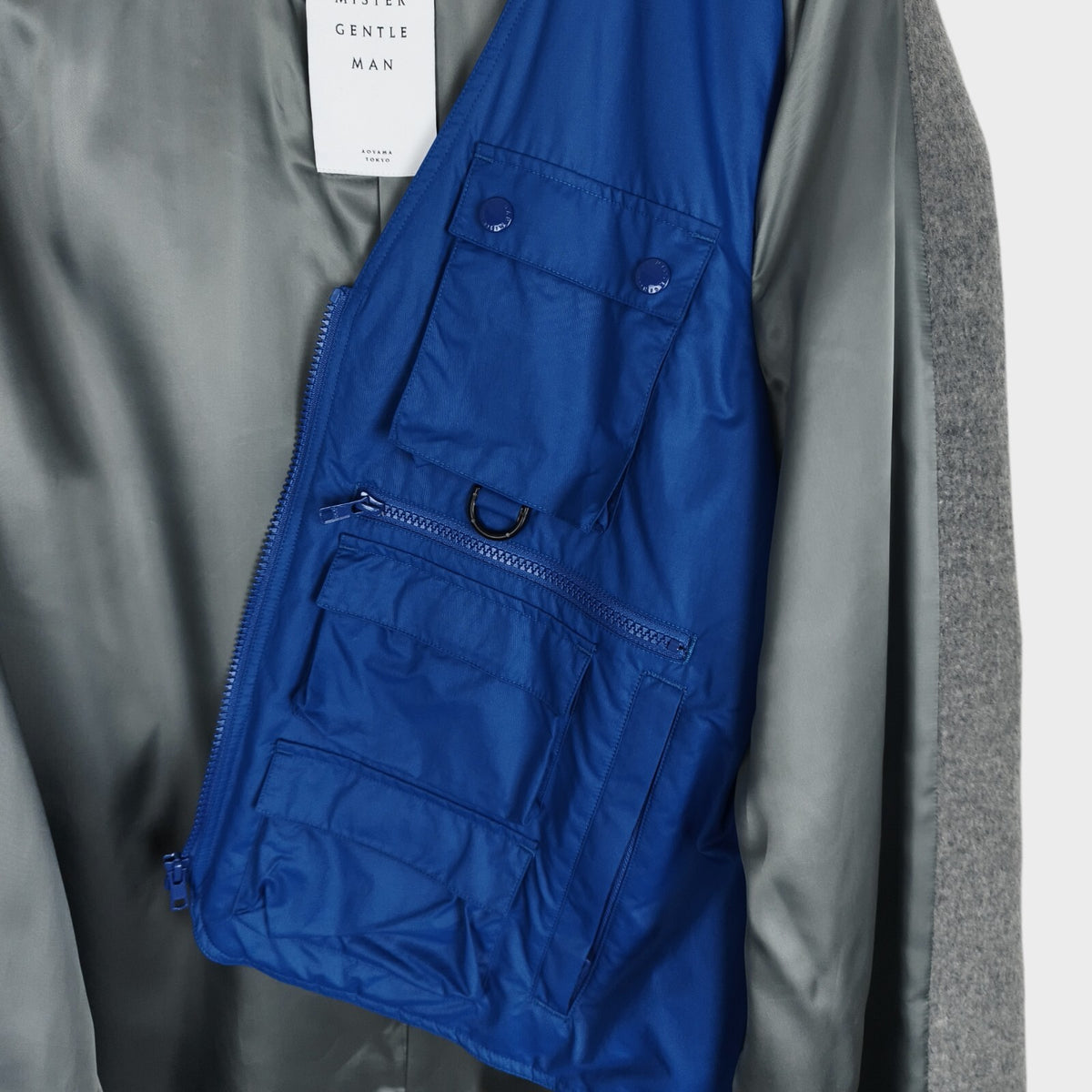 MISTER GENTLEMAN AOYAMA Men's Made in Japan Wool Blend Utility Collarless Coat